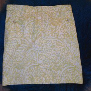 Ann Taylor "10" Artistic Green, Paisley print skirt; Girlhoodcore, Cargo, Cabin